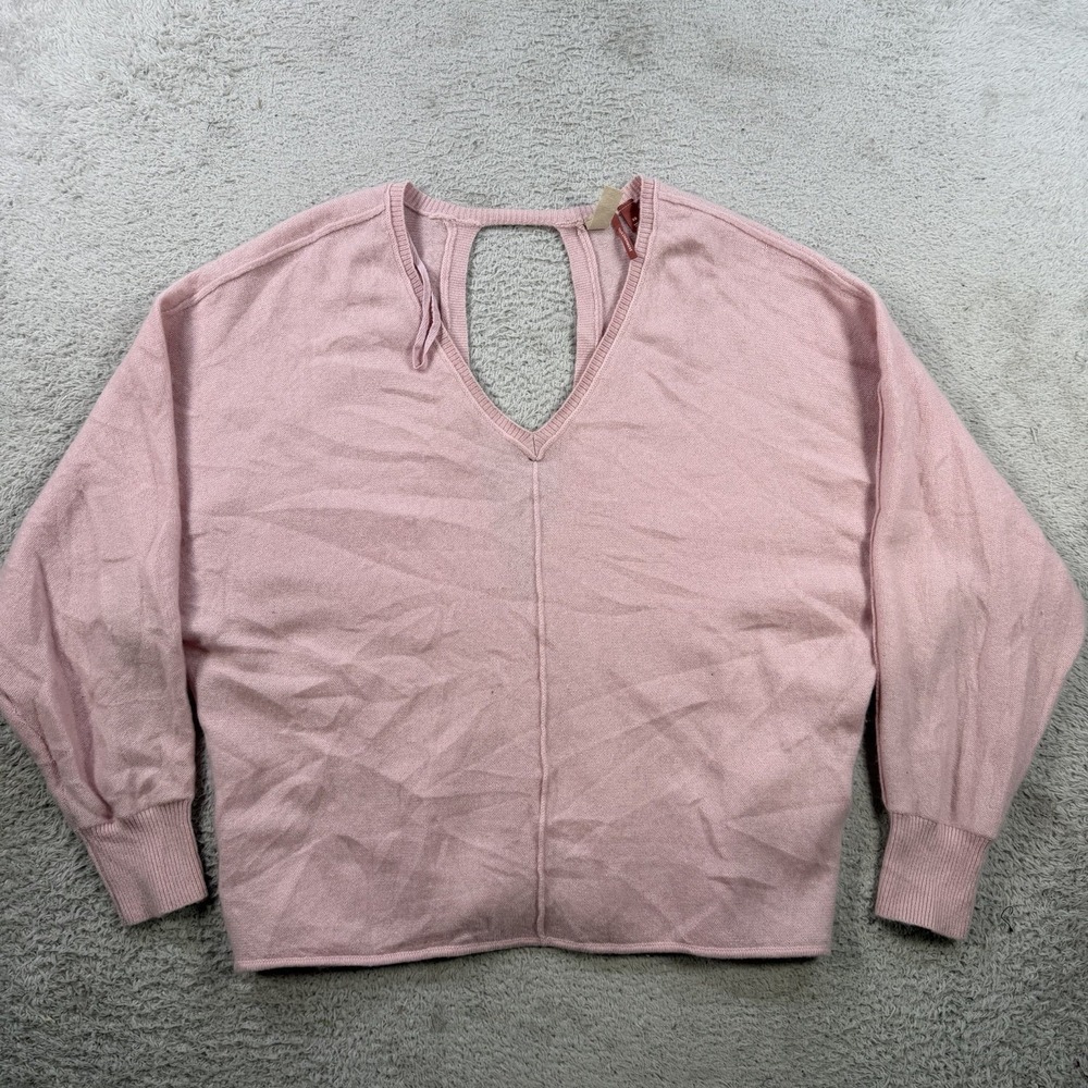 Pilcro Sweater Womens XS Pink 100% Cashmere Keyhole V-Neck Pullover Soft